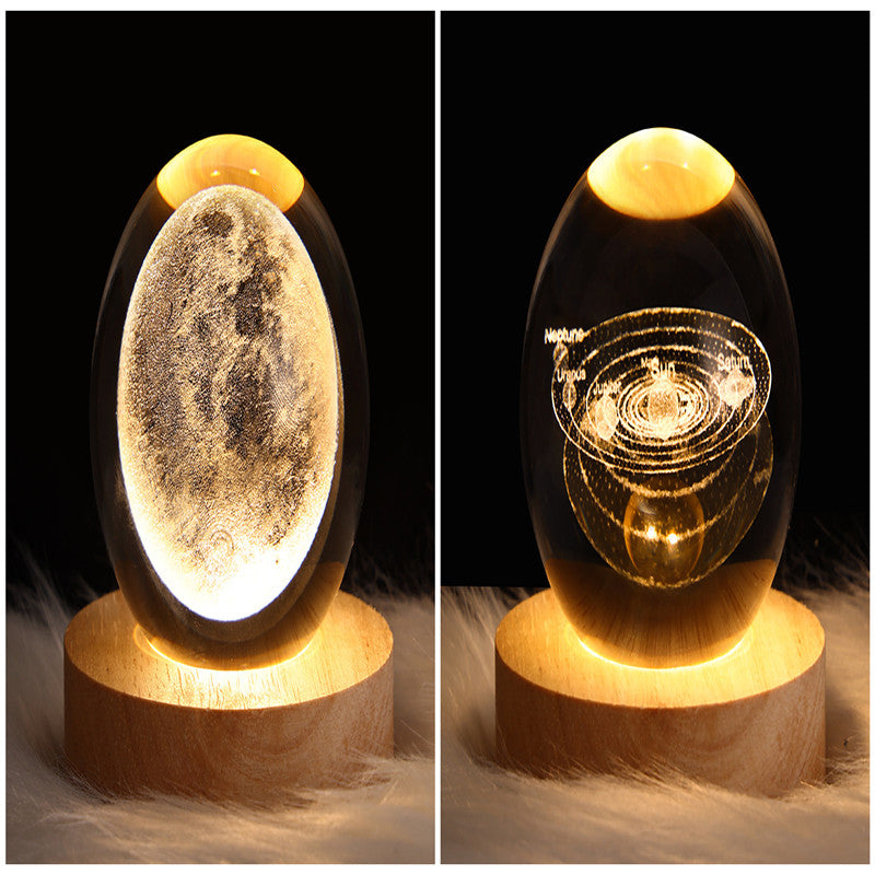 Galaxy Crystal Ball Lamp – 3D LED Night Light for Bedroom