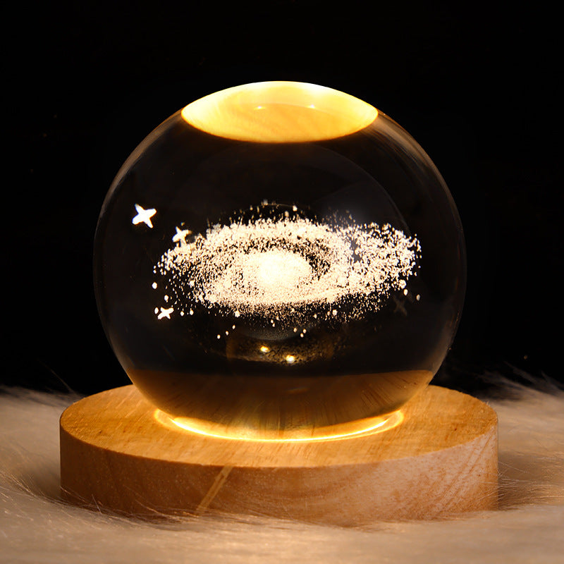 Galaxy Crystal Ball Lamp – 3D LED Night Light for Bedroom
