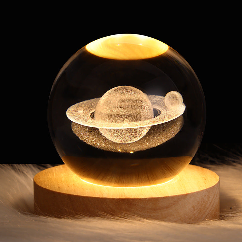 Galaxy Crystal Ball Lamp – 3D LED Night Light for Bedroom